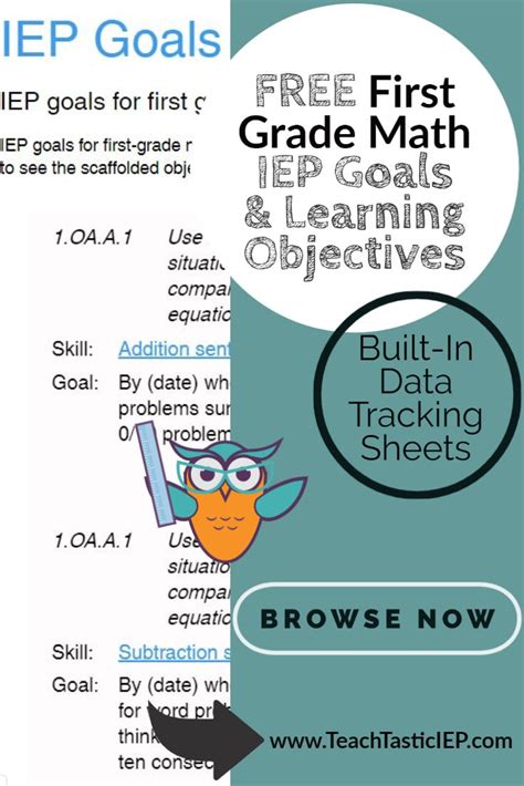 Math iep goals for 1st grade. Math IEP Goal Objective Workbook Including; 40 daily fluency assignments. 8 student self-monitoring progress sheets with weekly goal setting. 2 baseline assessments. 8 formative assessments. 1 present level of performance self graphing data tracking sheet (Perfect for progress reporting and IEP meetings) Teacher answer keys. 