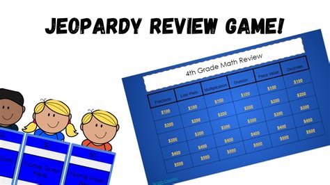Math jeopardy for 4th graders. Download the same easy to use jeopardy presentation, now loaded with algebra questions, and answers. Topics covered include solving equations, functions, algebra vocabulary, slope, and exploring the equation of a line. Using the Downloaded Files. First, click on the links above and save the files somewhere on your computer. 