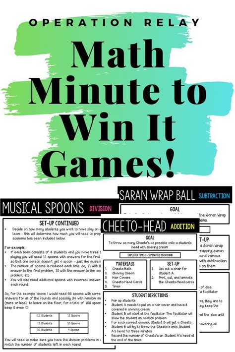 Math with Mrs. D Back! MinuteToWin It Competition