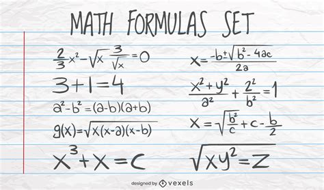 Mathematical Algebra Formulas Set Vector Download