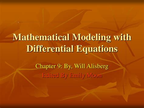 Mathematical Modeling with Differential Equations