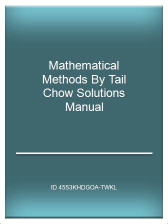 Mathematical methods by tail chow solutions manual. - Dodge dart 1967 1976 manual de reparación de servicio.