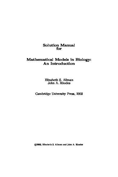 Mathematical models in biology solution manual. - Back to homemaking basics a handson guide to the lost art of homemaking.