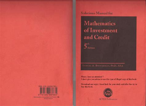 Mathematics of investment and credit 5th edition solution manual. - Solution manual of higher engineering mathematics by bv ramana.