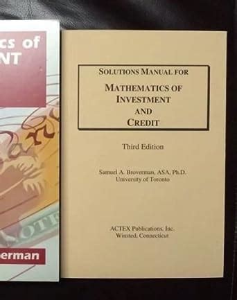 Mathematics of investment credit solutions manual. - Abhandlungen für die geschichte und das eigenthümliche der späteren stoischen philosophie.