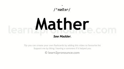 Mather Meaning, Pronunciation, Origin and Numerology