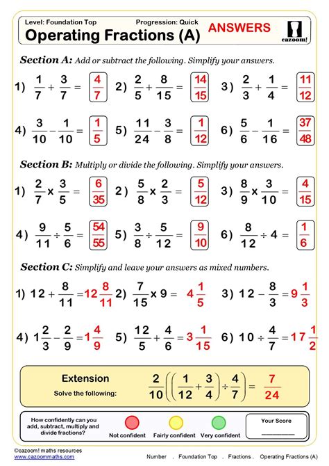 Maths Fractions Questions And Answers
