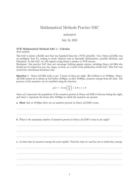 Maths Methods Analysis Calculus Sac