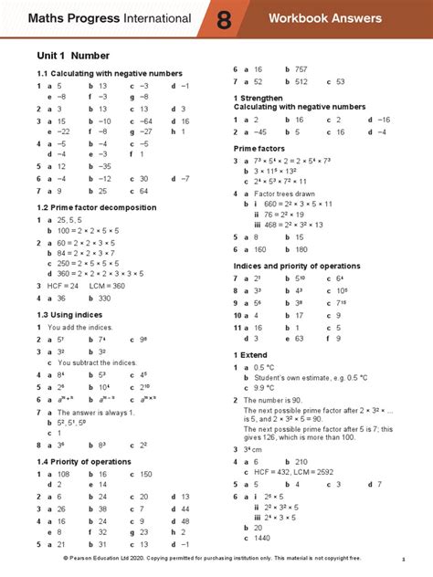 Maths Practice Y8a Answers