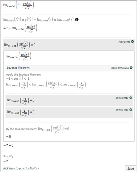 Mathway limit calculator. The procedure to use the limit calculator is as follows: Step 1: Enter the expression and the limit value in a given input field. Step 2: Click the button "Submit" to get the value of a function. Step 3: The result of the given function will be displayed in the new window. 