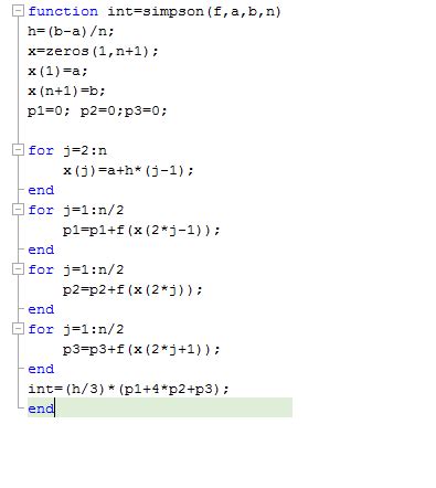 Matlab Algorithm For Composite Simpson S Rule Stack Overflow