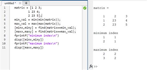 Matlab get index of min element.  I am certain there is only 1 minimum in this array, so havin...