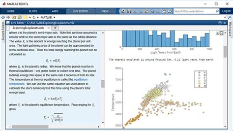 Matlab online workspace.  MATLAB apps let you see how different algorithms work with your T...