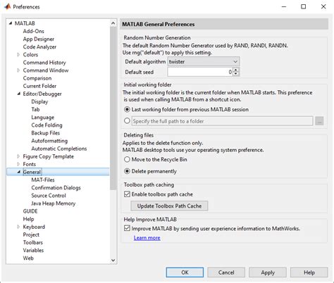 Matlab preferences file.  The preference directory may be hidden in some operating systems....