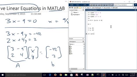 Matlab solve system of equations.  Solve linear equation in matlab or solve...