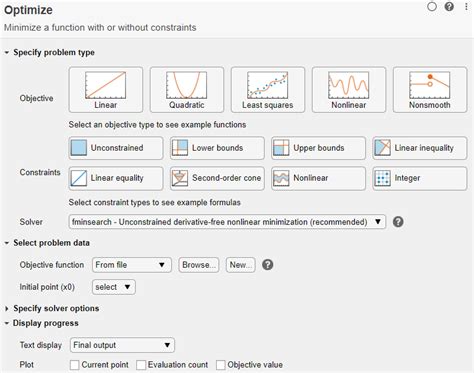 Matlab solve system of nonlinear equations.  Use the Optimize Live Editor ...