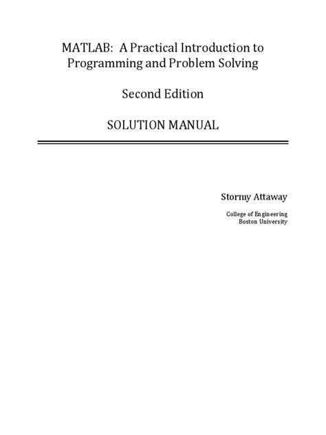 Matlab stormy attaway 1st edition solution manuals. - 2005 mazda mpv automatic transaxle service shop manual.