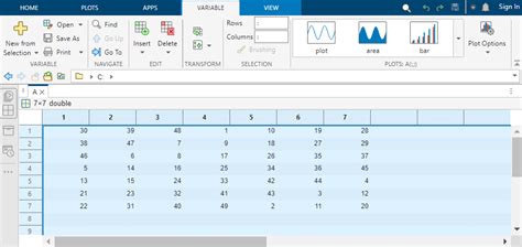 Matlab view function workspace.  Changes that you make to variables in the Variables Function W...
