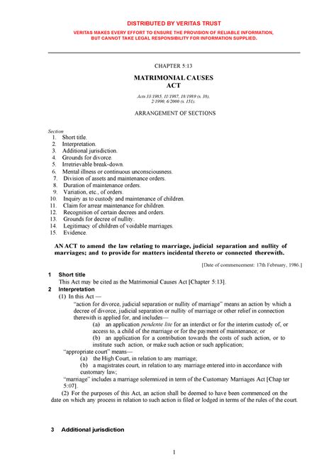 Matrimonial Causes Act ,5:13 Zimbabwe Legal Information Institute