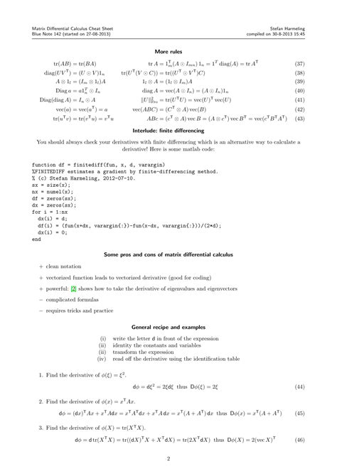 Matrix Differential Calculus Cheat Sheet Stefan Harmeling Download