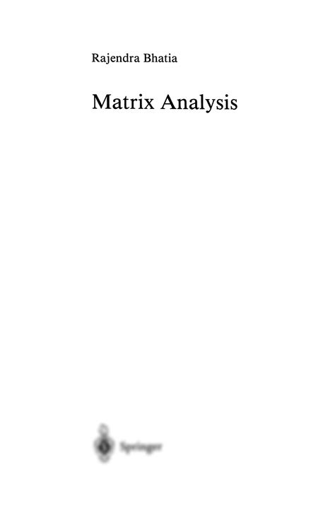 Read Online Matrix Analysis By Rajendra Bhatia