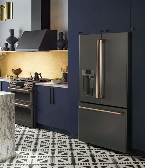 Matte black appliances. 25.8 Cu. Ft. 36" Multi-Door Freestanding Refrigerator with Platinum Interior Design and PrintShield™ Finish. 3.7. (4222) Model: KRMF706EBS. Color: Black Stainless Steel with PrintShield™ Finish. $4,139.00. 