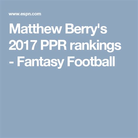 Oct 7, 2014 · 2023 Projections. Scoring Leaders. Depth Charts. Pick'em Games. More. Matthew Berry's top 200 rankings for fantasy football Week 6: Where to rank the emerging running backs in New York, San Diego ... .