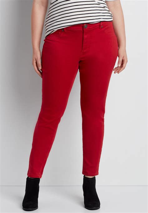 Maurices Cotton Stretch Pants Women Size Medium Regular Red …