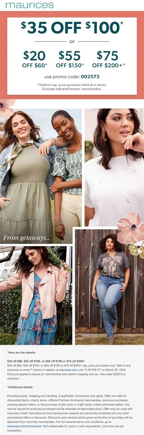 Maurices Promo Codes, Coupons: $20 / 10% Off - March 2024