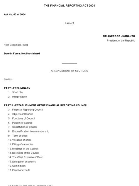 Mauritius <strong>Mauritius Financial Report Act</strong> Report Act