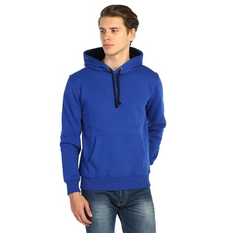 Mavi renk kapşonlu sweatshirt erkek
