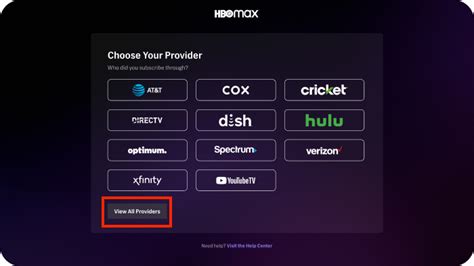 Max com providers. Here's how to connect your provider: Install the Max app on your TV device. Open Max and choose Connect Your Provider. Already signed in? Choose the Settings icon and then Sign Out. Apple TV: Choose Allow to let Max use your TV provider info from iOS Settings. 