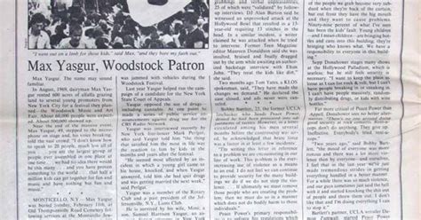 Max yasgur obituary in rolling stone