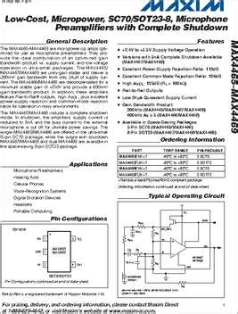 Max4466 datasheet.  MAX4466EXK+T &ndash; Amplifier IC 1-Channel (Mono) Class AB SC-70-5 from Analog ...