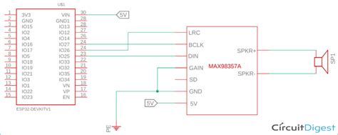 Max98357a schematic.  The digital audio interface automatically recognizes up t...
