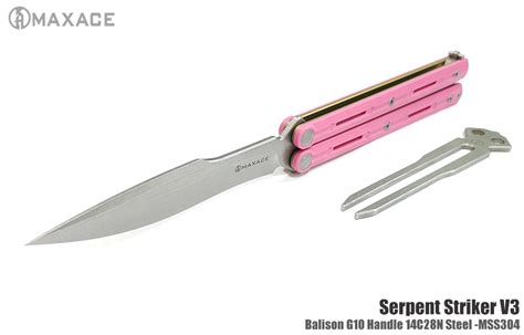 Maxace Knives Obsidian-S Butterfly Knife Satin Spear Point / Bowie 