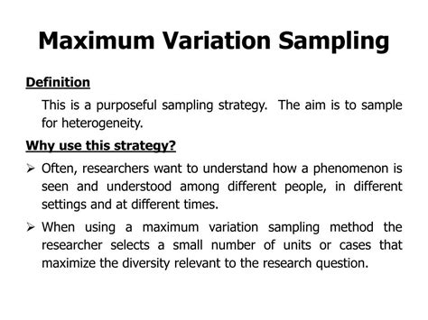 Maximum variation purposive sampling.  A simple explanation of maximum variatio...