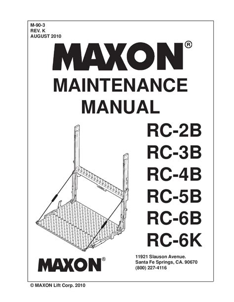 Maxon 2000 series liftgate installation manual. - State of florida biology eoc study guide.