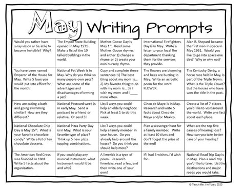 May Writing Prompt & Activities - YouTube