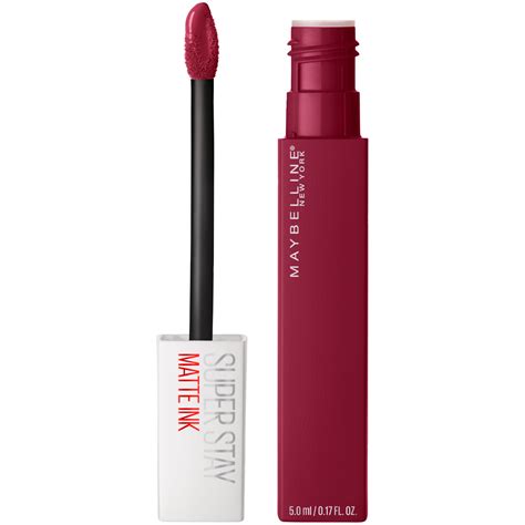Maybelline matte ink. Give your bottom lip a quick swipe-across and let it dry. Color stays fresh all day with no transfer. This long-lasting Maybelline matte lipstick gives you the ideal, flawless matte finish in super-saturated shades ranging from classic red lipstick to nude lipstick. Suggested Age: 13 Years and Up. Color Finish: Matte. Color Palette: Medium Tones. 