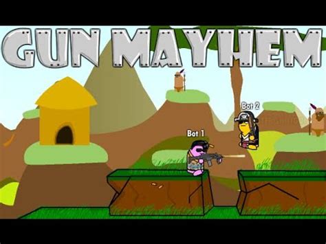 1. Gun Mayhem 2 is an Action-Adventure, Shooting, Single-player, and Multiplayer online video game. It is the sequel to the Gun Mayhem game where the player controls an unnamed character with the mission to eliminate the incoming enemies. In this game, the AI bots are smarter, but the guns are deadly for an efficient competition. .