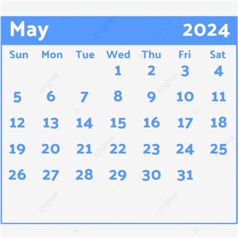 Mayo Calendario Diario 2024 Celebración Plantilla Ppt Azul