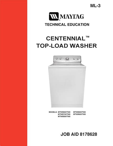 Appliances » Washer » Top Load Washer » Maytag » MVWC6ESWW1. Documentation Location Service: Maytag Centennial Top Load Washer MVWC6ESWW1 Service Manual. Format: PDF Document. Language: English. Fee: $ 14.95.. 