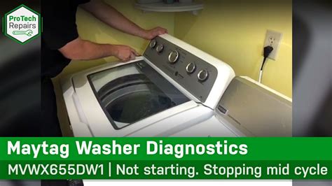 Hello, I purchased a Maytag washer and dryer, about 2 years ago. Last night I used the "soak" cycle for the first time. Later I went to remove the item I had been soaking. ... My maytag washer stopped working mid-cycle (while filled with water). I tried restarting it, unplugging & plugging back in, and resetting the circuit breaker - none of .... 