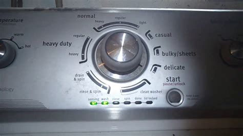 Apr 9, 2018 · Be sure the washer is in standby mode (plugged in with all indicators off). Perform the following sequence of movement using the cycle selector knob. NOTE: AFTER RESET, sequence “A” through “E” must be completed within 6 seconds. RESET - Rotate cycle selector knob counterclockwise one or more clicks to clear sequence. 