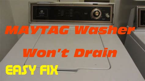 Maytag top load washer won't drain. Below is a table summary of 11 reasons your Maytag washing machine won’t spin (plus their respective fixes). Probable Cause. Fix. 1. Wrong washer setting. Select the right spin/wash setting. 2. Poor drainage. Remove the source of the drain blockage. 