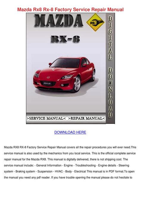 Mazda rx8 factory service manual de reparación 2003 2008 descargar. - Springfield model 944 410 parts manual.