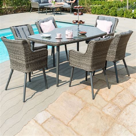 Maze Rattan – Florence 6 Seat Rectangular Dining Set