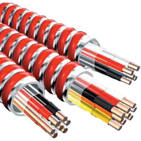 Mc fire wire. 14/4 Copper Conductors, Red Aluminum Armored Fire Alarm/Control Cable, Solid, 300V (FPLP), 250 ft. Coil. Type MC-FPLP, Fully Plenum Rated. Wire Colors: Black, White ... 