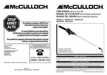 McCulloch MS1015P User manual Manualzz